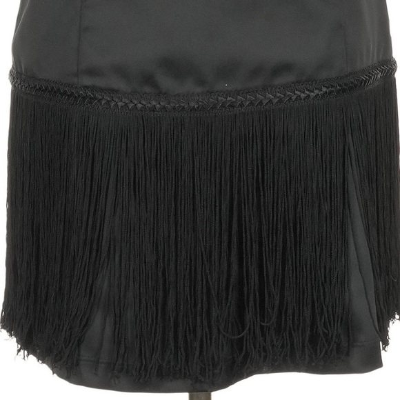 Vintage Y2K Cache Size 4 Black Fringe Mini Skirt Western Boho Cowgirl Party 20’s - Picture 2 of 5
